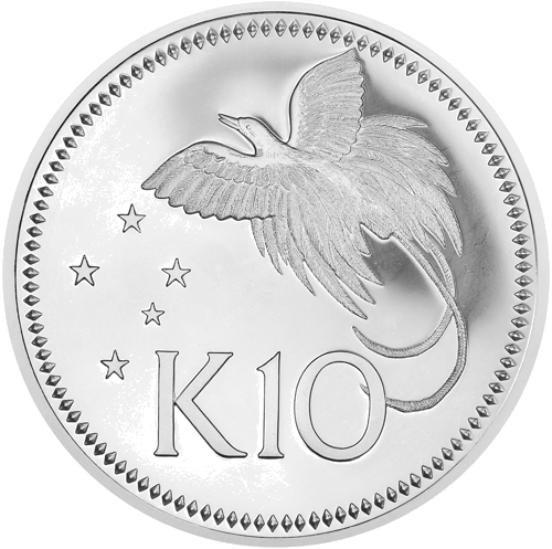 10 Kinas (1978) Papua-Jaungvineja sudraba monēta (1)