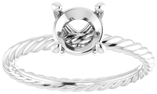 Sužadėtuvių Žiedas „Solitaire Rope“ 14k white gold Round 6.5mm (3)