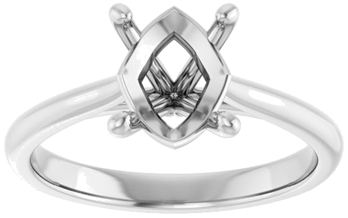 14K White 9x7 mm Oval Solitaire Engagement Ring Mounting (3)