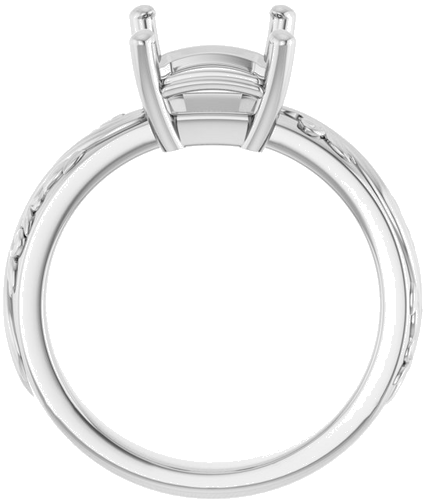 Sužadėtuvių Žiedas „Solitaire Sculptural“ 14k white gold Emerald 10mm x 8mm (2)