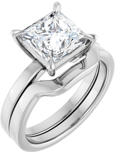 Sužadėtuvių Žiedas „Claw-Prong Solitaire“ 14k white gold Square 7.5mm (6)