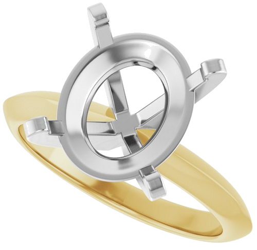 Sužadėtuvių Žiedas „Knife-Edge“ 14k yellow/white gold Oval 12mm x 10mm (5)