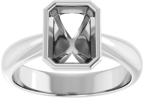 Sužadėtuvių Žiedas „Bezel-Set Solitaire“ 14k white gold Emerald 8mm x 6mm (3)