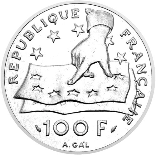 100 Francs René Descartes 1991 France Silver Coin (2)