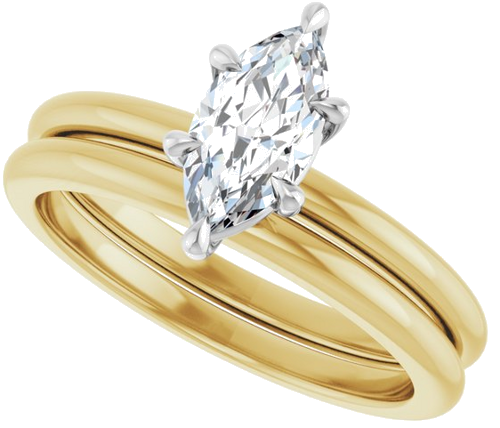 Sužadėtuvių Žiedas „Claw-Prong“ 14k yellow/white gold Marquise 9mm x 4.5mm (10)