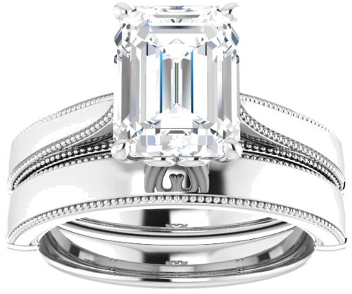 Sužadėtuvių Žiedas „Solitaire“ 14k white gold Emerald 9mm x 7mm (8)