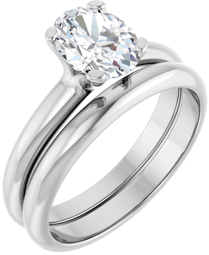 Sužadėtuvių Žiedas „Solitaire“ 14k white gold Oval 8mm x 6mm (6)