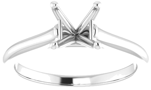 14K White 5 mm Square Solitaire Engagement Ring Mounting (3)