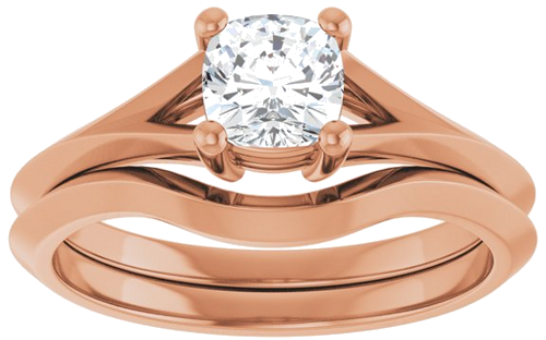 Sužadėtuvių Žiedas „Solitaire Split Shank“ 14k rose gold Cushion 5mm (8)