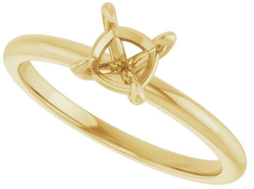 14K Yellow  5x5 mm Cushion Solitaire Engagement Ring Mounting (5)