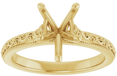 14K Yellow  10x7 mm Pear Solitaire Engagement Ring Mounting (3)