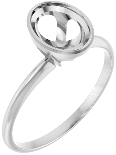 14K White 8x6 mm Oval Solitaire Engagement Ring (1)