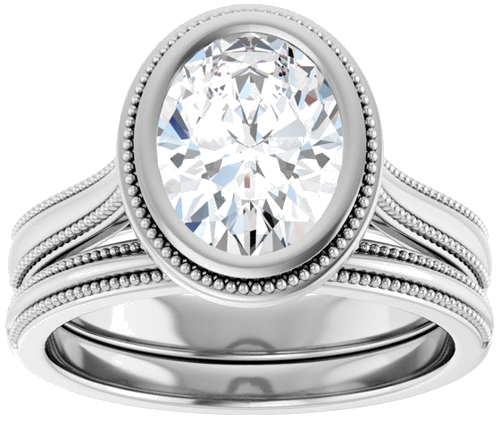 14K White 9x7 mm Oval Solitaire Engagement Ring Mounting (8)