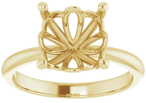 14K Yellow 9 mm Cushion Solitaire Engagement Ring Mounting (3)