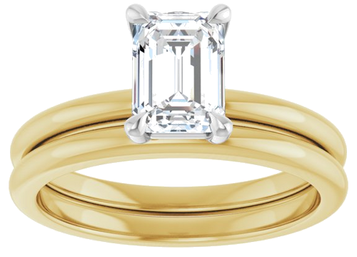 14K Yellow White 7x5 mm Emerald Solitaire Engagement Ring Mounting (8)