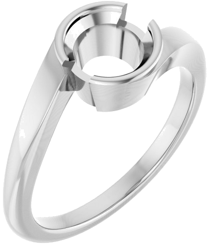 Sužadėtuvių Žiedas „Half-Bezel Solitaire“ 14k white gold Round 6.5mm (1)