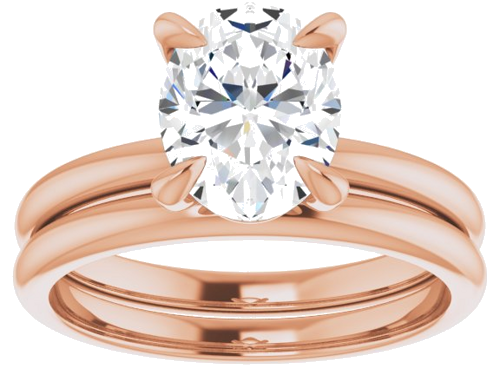 Sužadėtuvių Žiedas „Solitaire“ 585 Rožinis Aukso Oval 9mm x 7mm (8)