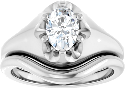 Sužadėtuvių Žiedas „Belcher Solitaire“ 417 Baltojo Aukso Oval 7mm x 5mm (8)