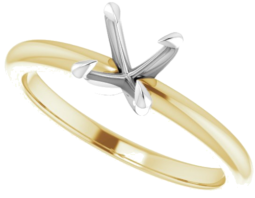 14K Yellow White 6 mm Round Solitaire Engagement Ring Mounting (5)