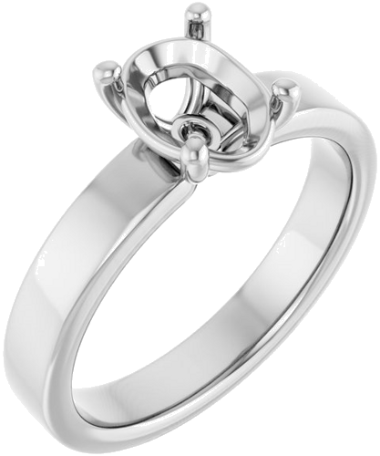 Sužadėtuvių Žiedas „Solitaire“ 10k white gold Oval 8mm x 6mm (1)