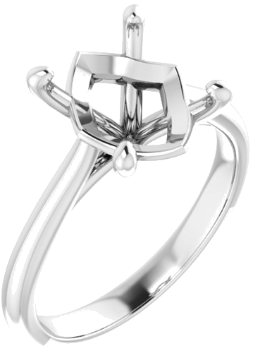 14K White 11x9 mm Oval Solitaire Engagement Ring Mounting (1)