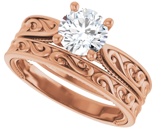 Sužadėtuvių Žiedas „Solitaire Vintage-Inspired“ 14k rose gold Round 6.5mm (10)