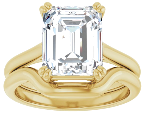 Sužadėtuvių Žiedas „Double Claw-Prong Solitaire“ 10k yellow gold Emerald 10mm x 8mm (8)