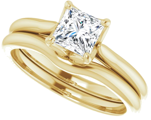 14K Yellow  5 mm Square Solitaire Engagement Ring Mounting (10)
