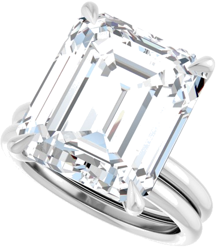 Sužadėtuvių Žiedas „Claw-Prong Solitaire“ 14k white gold Emerald 14mm x 12mm (10)