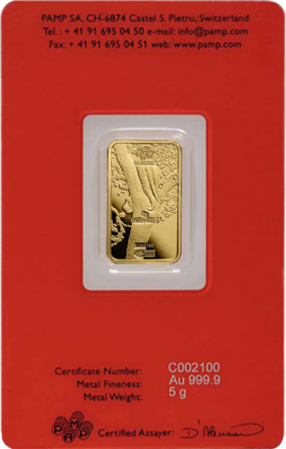 5 g Investment Gold Bar 2022 Year of the Tiger PAMP (2)