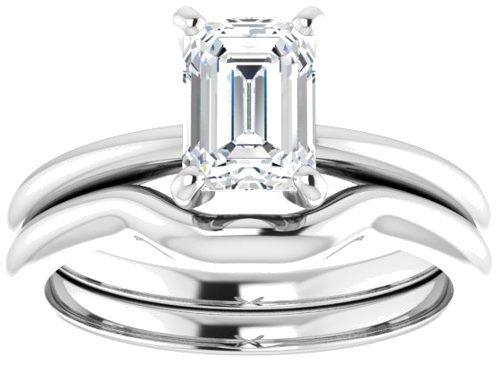 Sužadėtuvių Žiedas „Solitaire“ 585 Baltojo Aukso Emerald 7mm x 5mm (8)