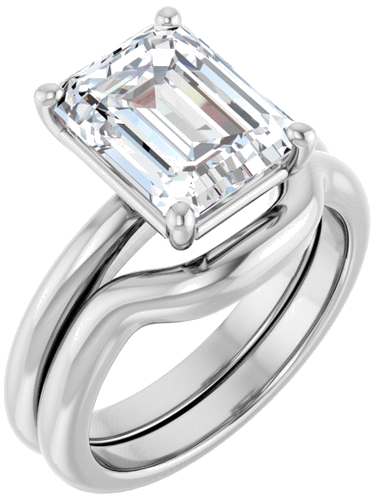 Sužadėtuvių Žiedas 10k white gold Emerald 10mm x 8mm (6)