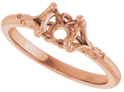 14K Rose 5.2 mm Round Solitaire Engagement Ring Mounting (5)