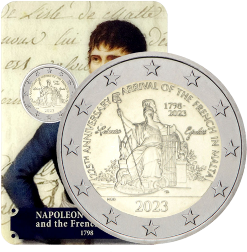 2023 Malta Napoleon Bonaparte 2 euro BU coin card (1)