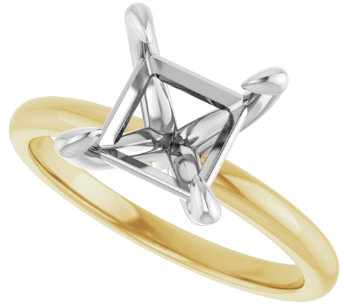 Sužadėtuvių Žiedas „Solitaire“ 14k yellow/white gold Square 7mm (5)