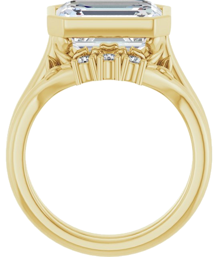 Sužadėtuvių Žiedas „Bezel-Set“ 14k yellow gold Emerald 11mm x 9mm (7)