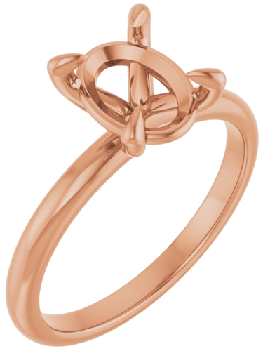 Sužadėtuvių Žiedas „Solitaire“ 750 Rožinis Aukso Oval 9mm x 7mm (1)