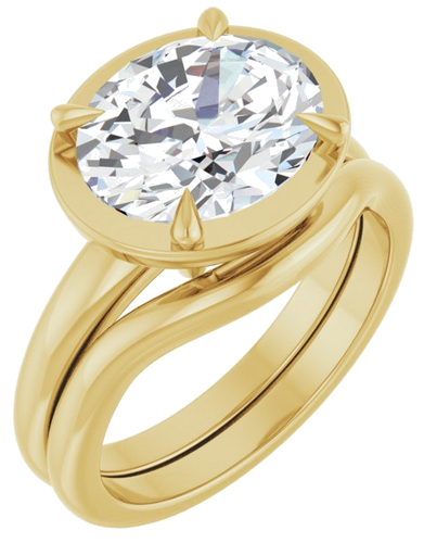 Sužadėtuvių Žiedas „Claw-Prong Solitaire Bezel-Style“ 14k yellow gold Oval 11mm x 9mm (6)