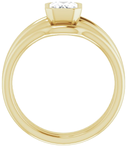 Sužadėtuvių Žiedas „Bezel-Set Solitaire“ 585 Geltonojo Aukso Emerald 7mm x 5mm (7)