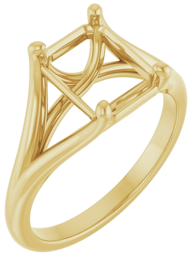 14K Yellow 9x7 mm Emerald Solitaire Engagement Ring Mounting (1)