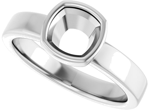 Sužadėtuvių Žiedas „Bezel-Set Solitaire“ 14k white gold Cushion 6mm (5)