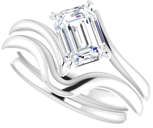 Sužadėtuvių Žiedas „Solitaire Bypass“ 14k white gold Emerald 7mm x 5mm (10)