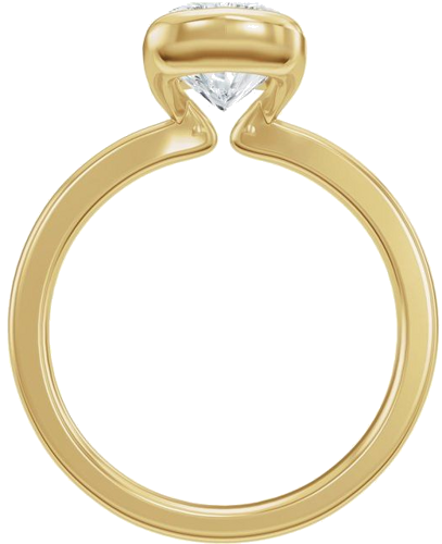 Sužadėtuvių Žiedas „Half Bezel Solitaire“ 14k yellow gold Elongated Cushion 9mm x 7mm (2)
