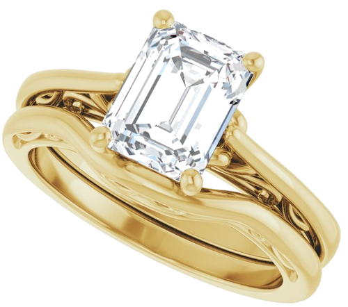 Sužadėtuvių Žiedas „Solitaire“ 14k yellow gold Emerald 8mm x 6mm (10)