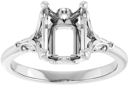 Sužadėtuvių Žiedas „Solitaire“ 14k white gold Emerald 8mm x 6mm (3)