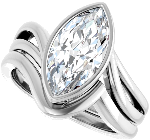 Sužadėtuvių Žiedas „Bezel-Set“ 10k white gold Marquise 13mm x 6.5mm (10)