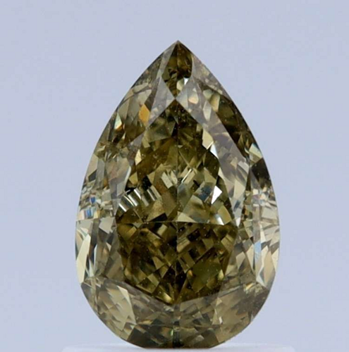 1.15 carat Fancy Brownish Greenish Yellow-SI1 Natūralus Pear Deimantas (1)