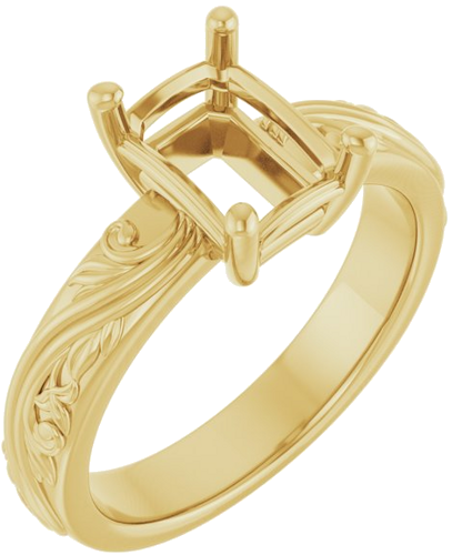 Sužadėtuvių Žiedas „Solitaire Sculptural“ 14k yellow gold Emerald 8mm x 6mm (1)