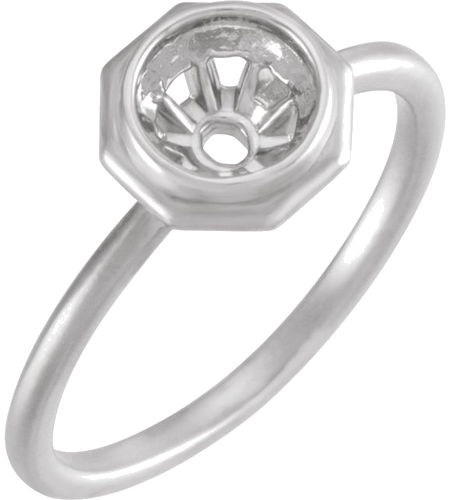 Sužadėtuvių Žiedas „Bezel-Set Solitaire“ 585 Baltojo Aukso Round 6.5mm (1)