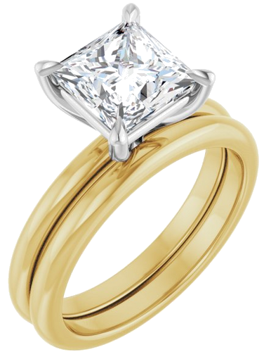 Sužadėtuvių Žiedas „Claw-Prong“ 14k yellow/white gold Square 7mm (6)